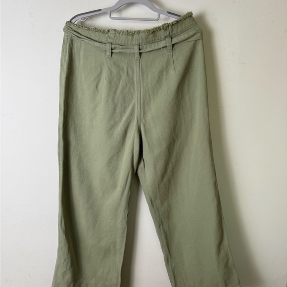 Anthropologie Current Air tie waist wide leg cropped chino size large. - Picture 6 of 10